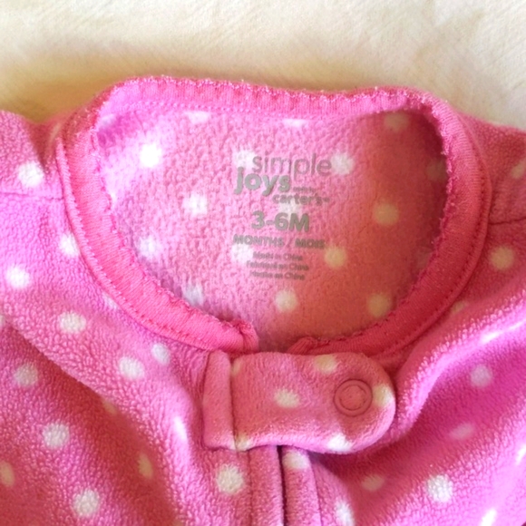 simple joys carter's fleece zipper footie sleeper pajamas 3-6 months baby girl - Picture 4 of 7
